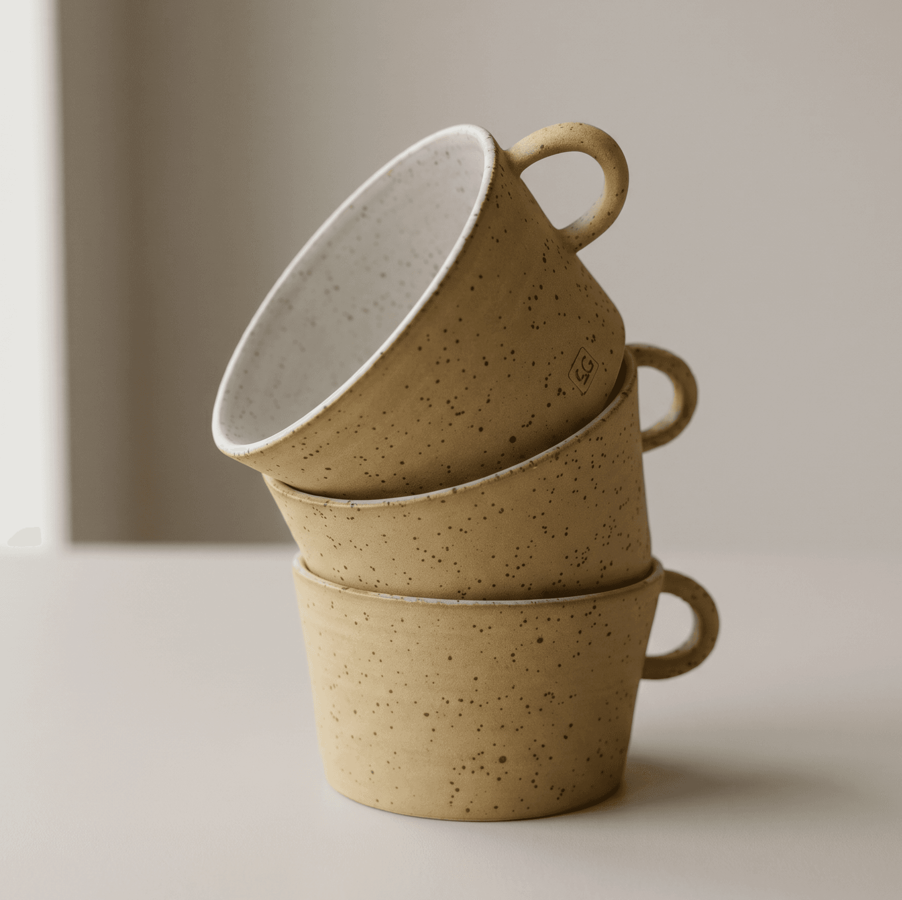 Benekli Krem Stoneware Kupa — thumbnail 4