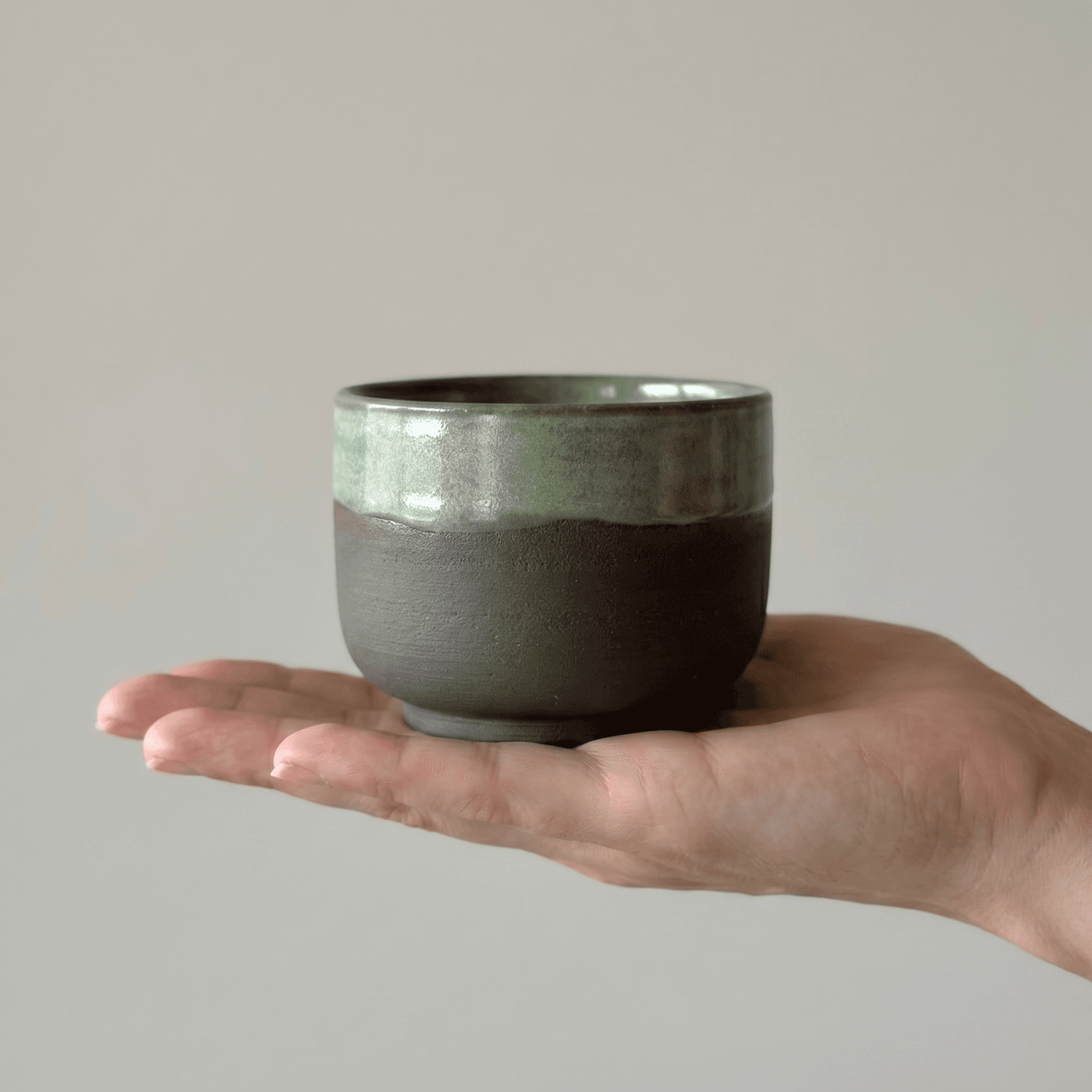 Semi Matte Green Glazed Stoneware Cup — thumbnail 2