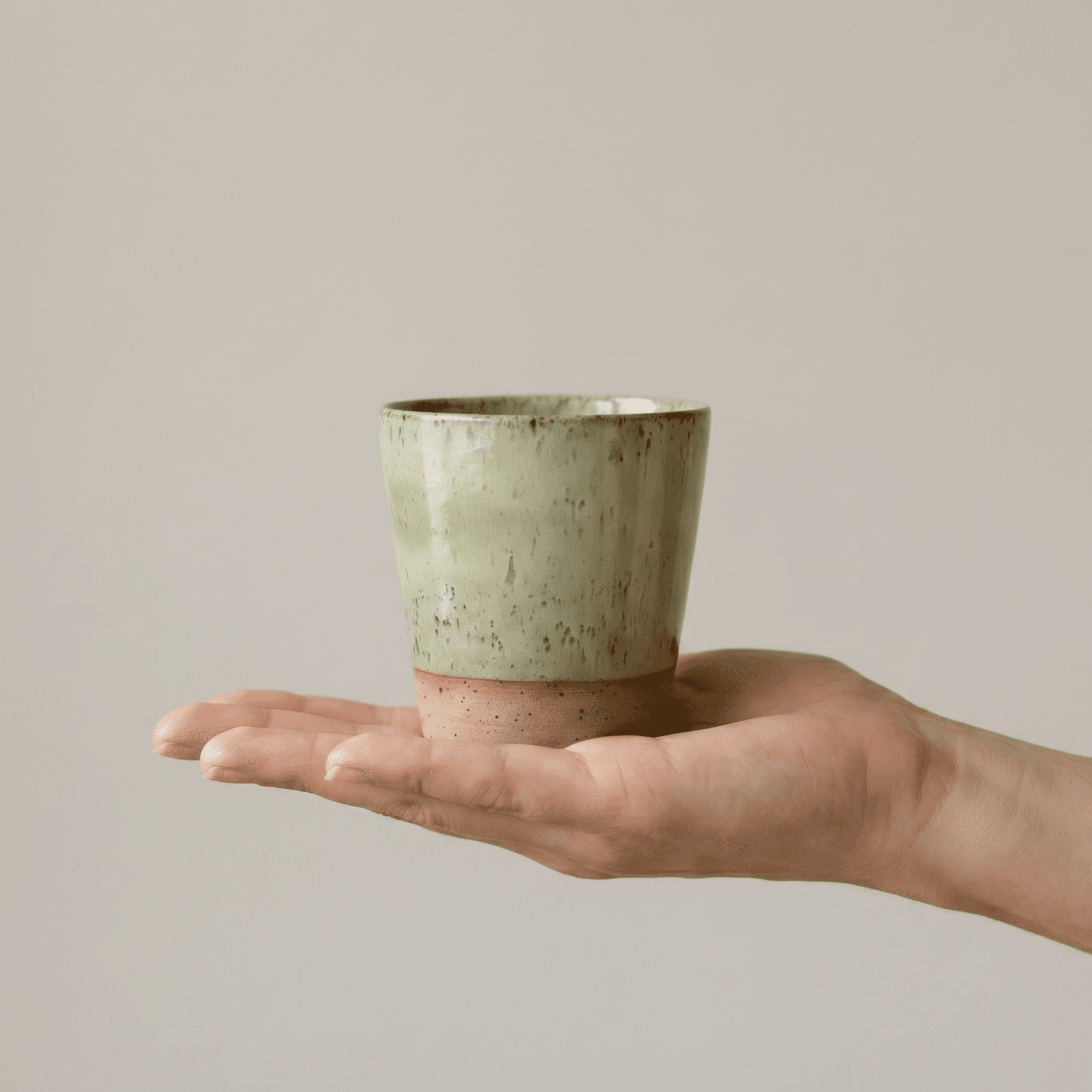 Handmade Green Glazed Espresso Cup & Saucer — thumbnail 5