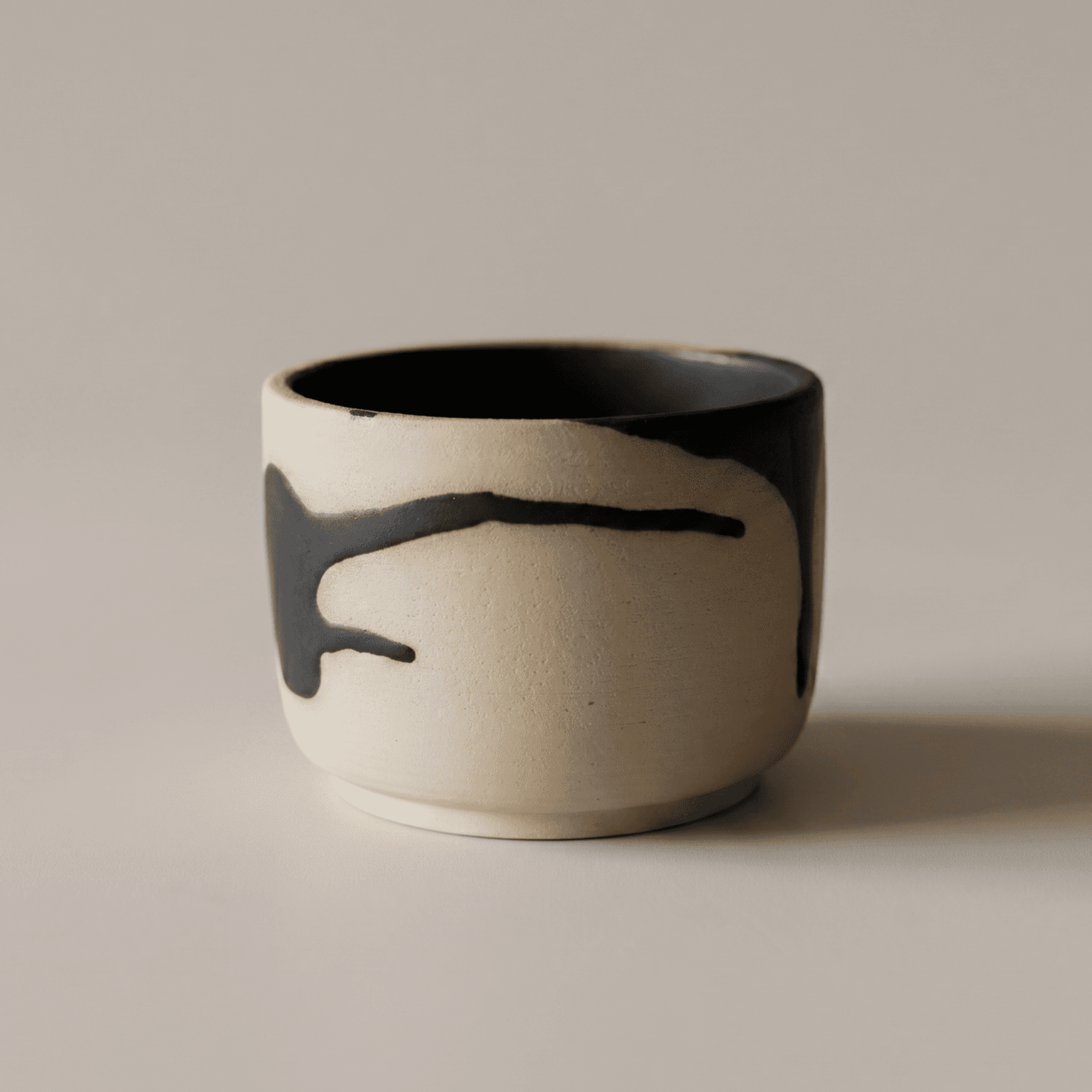 Matte Black Patterned Stoneware Cup — thumbnail 2