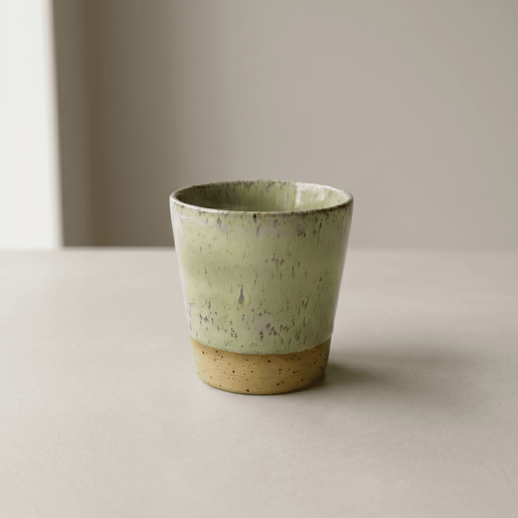 Handmade Green Glazed Espresso Cup & Saucer — thumbnail 4