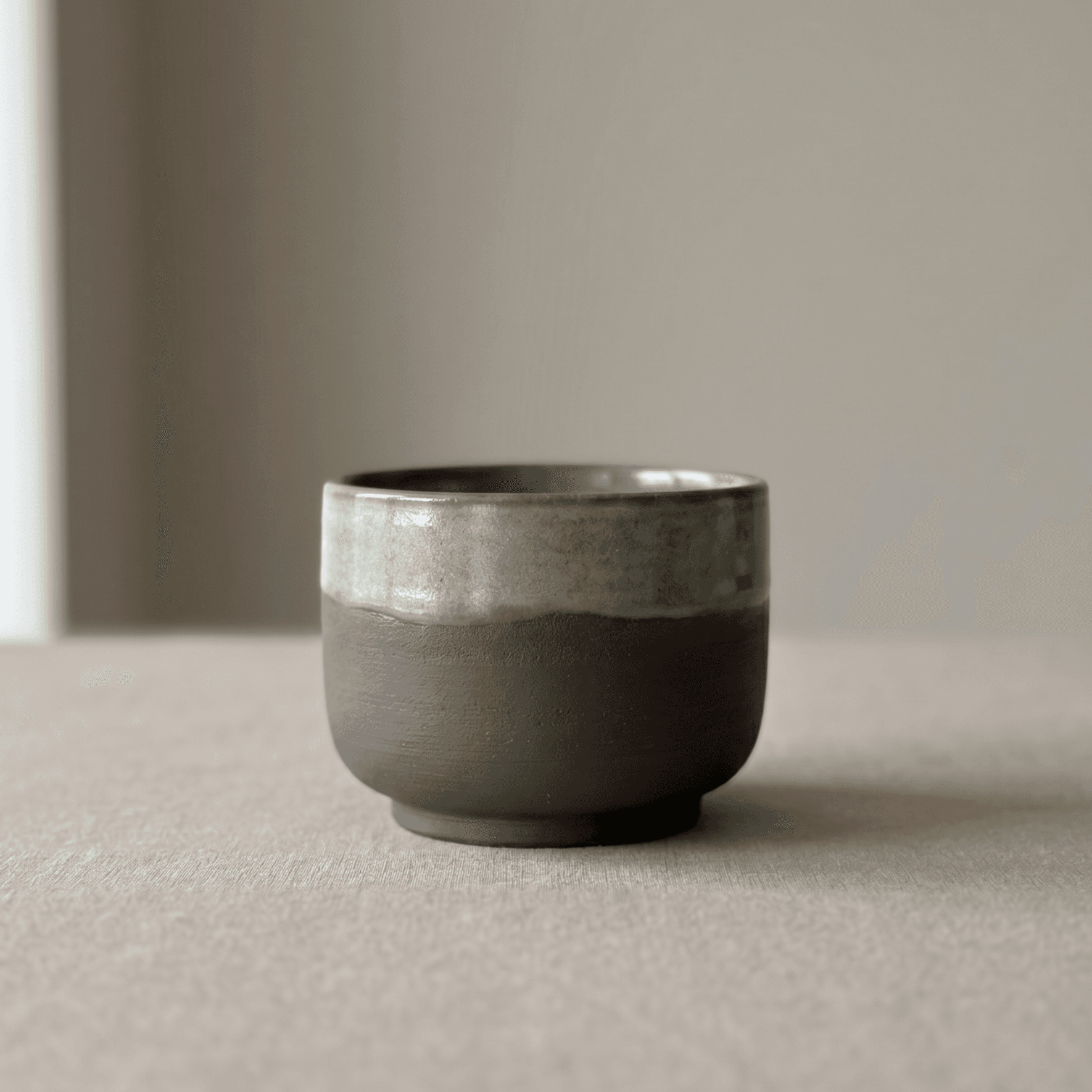 Semi Matte Green Glazed Stoneware Cup