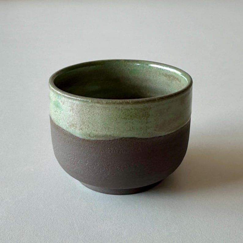 Black Espresso Cup, Green Glaze