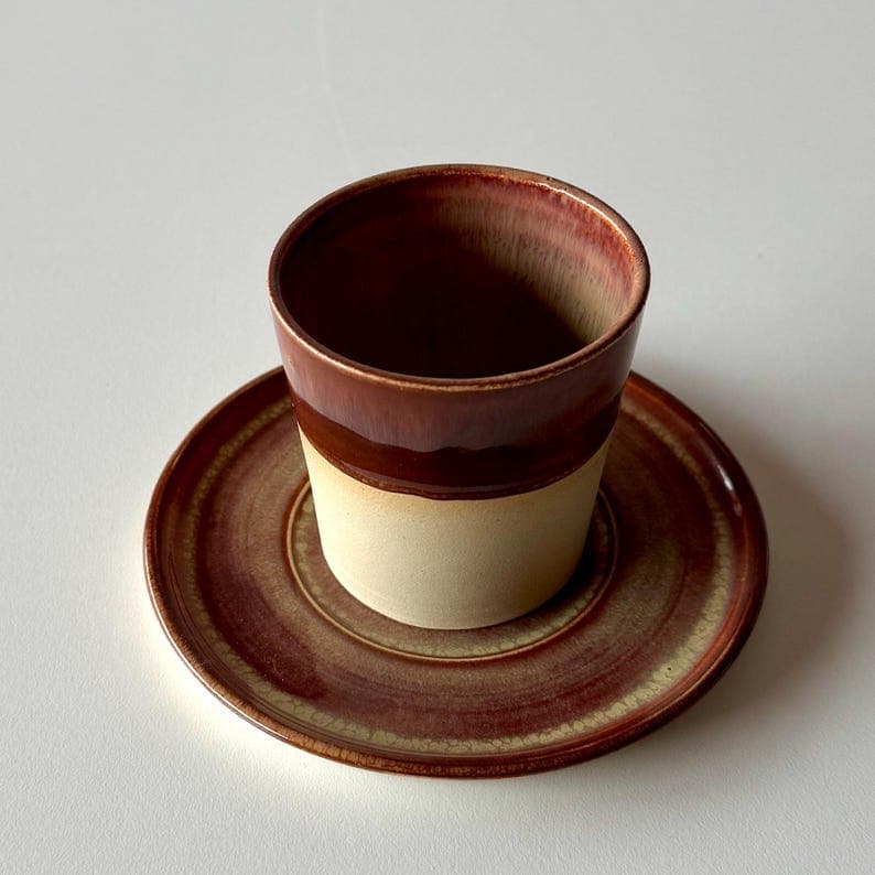 Rustic Coffee Cup & Plate Set