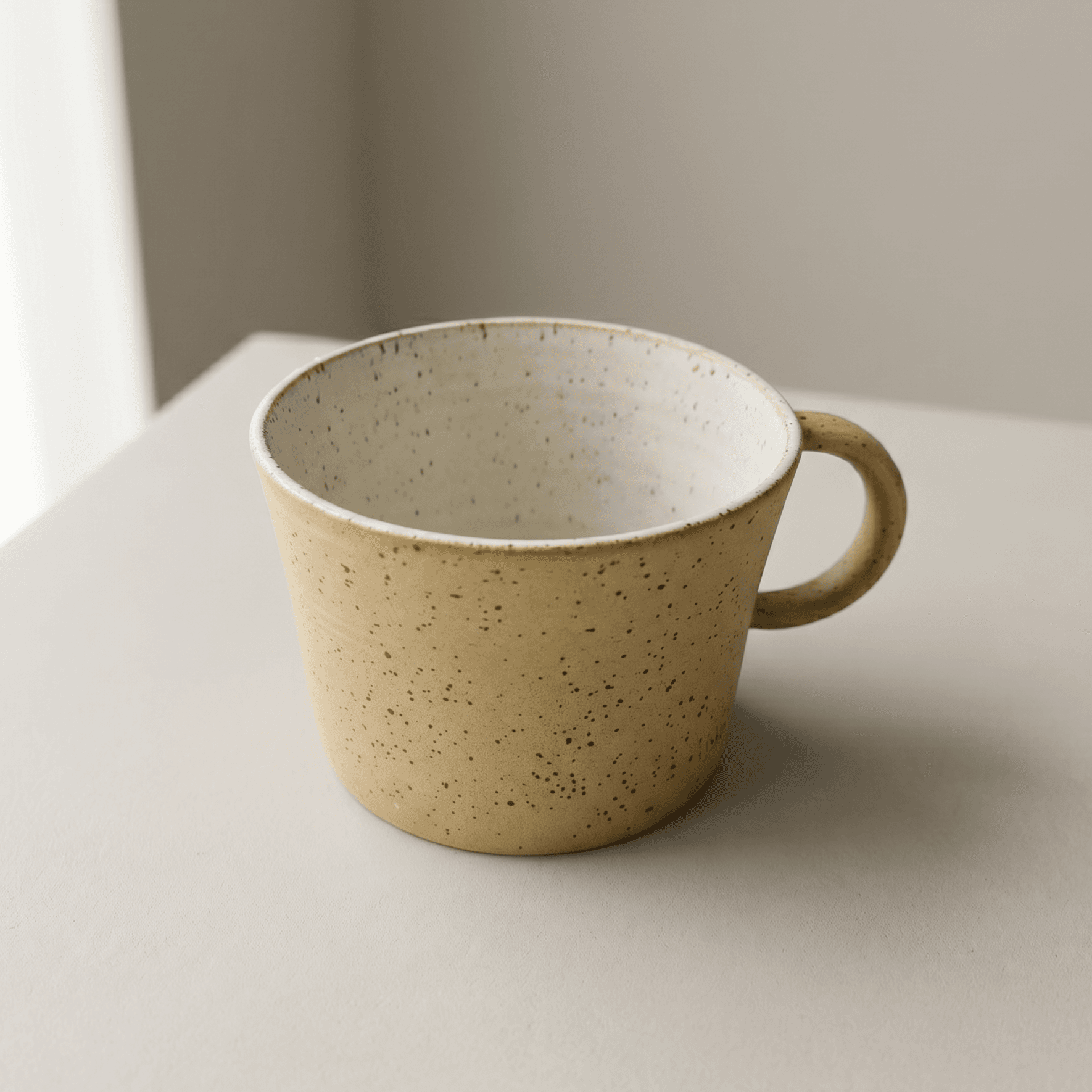 Benekli Krem Stoneware Kupa — 1